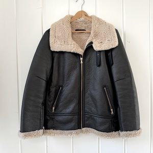Zara Faux Shearling Aviator Jacket